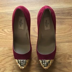 Valentino RockStud red suede heels